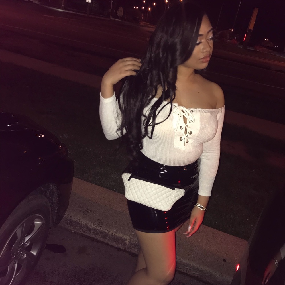 Black leather skirt